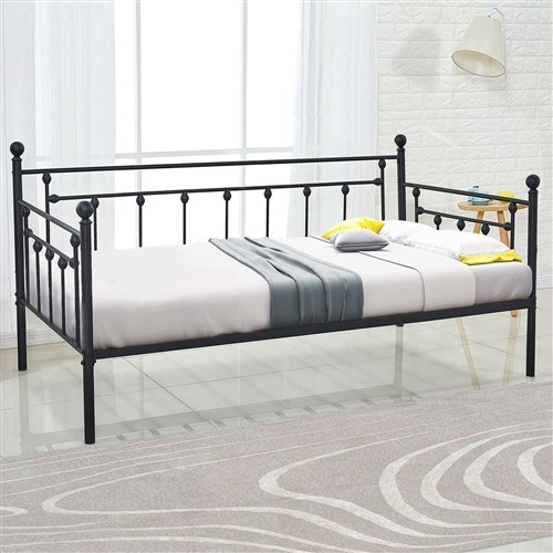 Twin Size Farmhouse Black Metal Day Bed Frame