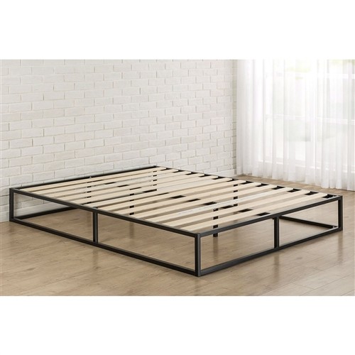 Twin Size 10" Low Profile Black Metal Platform Bed Frame with Wooden Slats