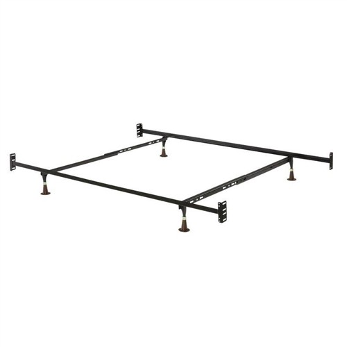 Twin/Full Size 10" High Black Metal Bed Frame with Headboard and Footboard Brackets