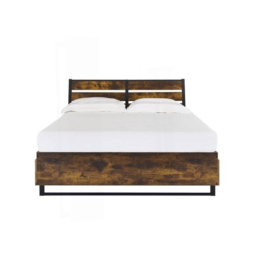 King Size Rustic Oak Wood Platform Bed Frame with 6 Storage Drawers and Slatted Headboard