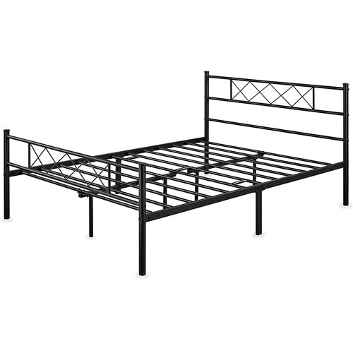 Full Size Slatted Black Metal Platform Bed Frame