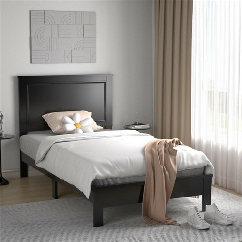 Twin Size Black Wood Platform Bed Frame