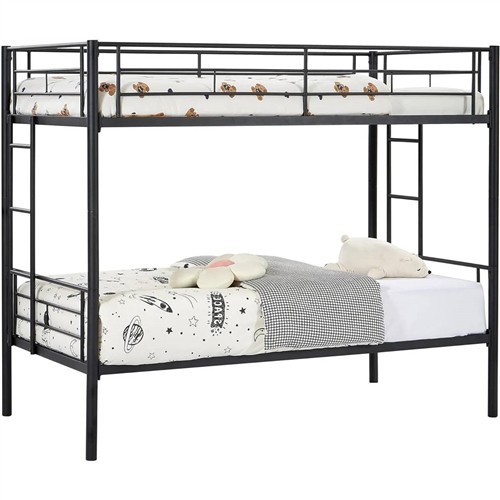 Twin over Twin Size Black Metal Bunk Bed Frame