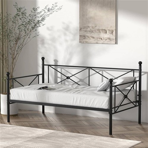 Twin Size Classic Black Metal Day Bed Frame