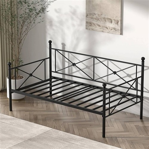 Twin Size Classic Black Metal Day Bed Frame