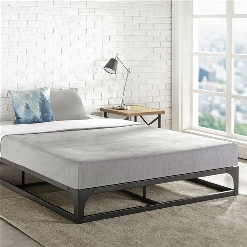 Full Size Modern Low Profile Heavy Duty Black Metal Platform Bed Frame