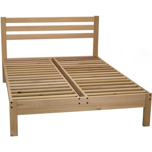California King Size Solid Wood Platform Bed Frame with Slatted Headboard