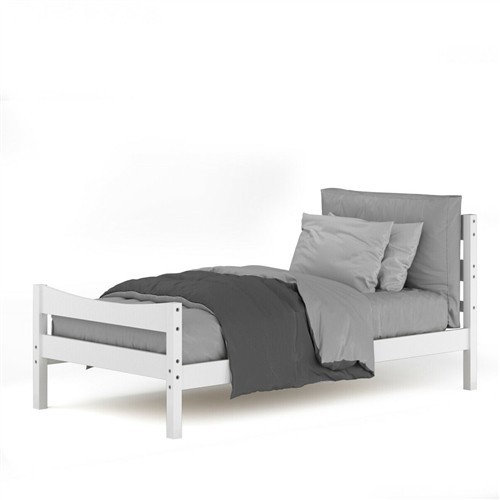 Twin Size Farmhouse Style White Pine Wood Platform Bed Frame