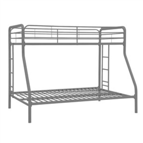 Twin over Full Size Silver Metal Bunk Bed Frame