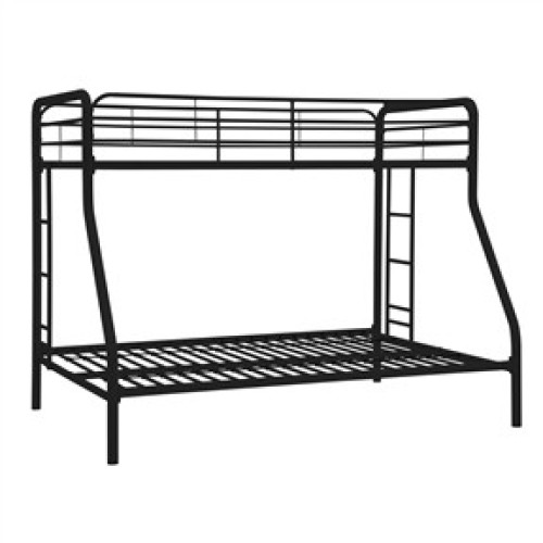 Twin over Full Size Black Metal Bunk Bed Frame