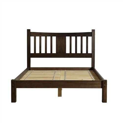 King Size Solid Wood Espresso Platform Bed Frame with Headboard