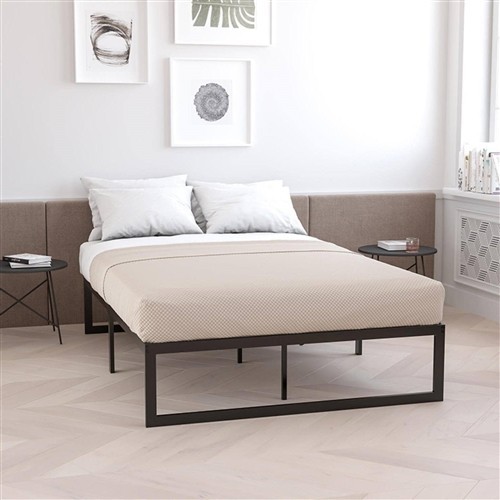 Queen Size 14" Black Metal Platform Bed Frame
