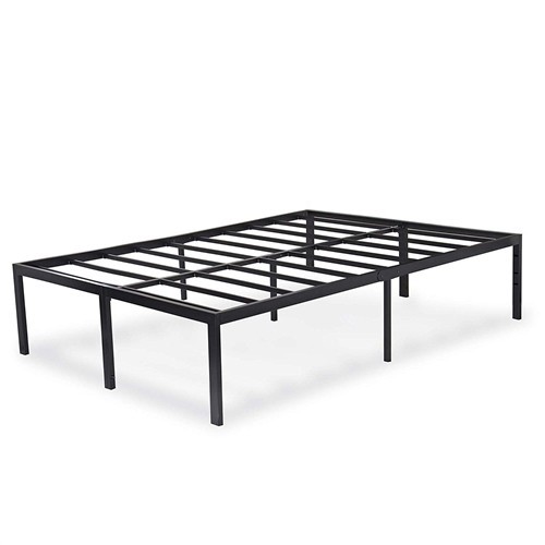 Full Size 18 inch High Rise Heavy Duty Black Metal Platform Bed Frame