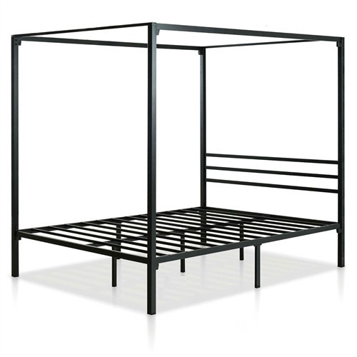 Full Size Four Poster Black Metal Canopy Bed