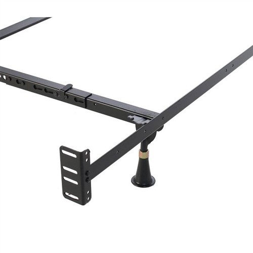 Queen/King Size Adjustable Black Metal Bed Frame with Headboard and Footboard Brackets
