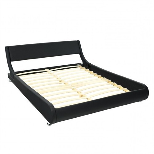 Full Size Modern Black Faux Leather Upholstered Platform Bed Frame