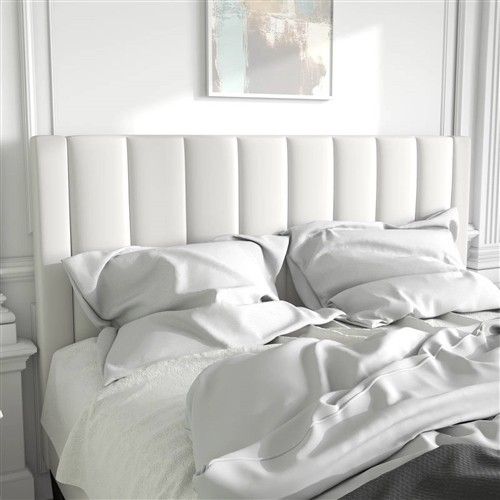 Full Size White Velvet Upholstered Platform Bed Frame with Headboard