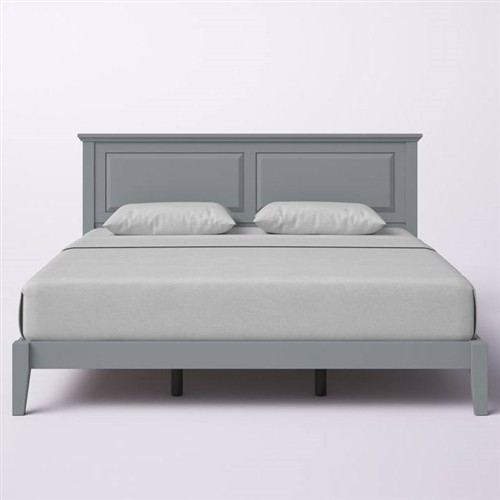 King Size Traditional Solid Oak Grey Platform Bed Frame with Headboard
