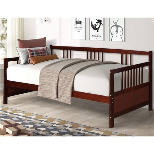 Twin Size Contemporary Cherry Wood Day Bed Frame