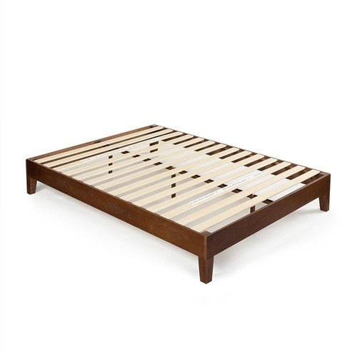 King Size Low Profile Solid Wood Espresso Platform Bed Frame
