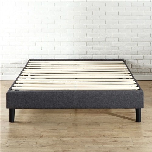 King Size Minimalist Grey Upholstered Padded Bed Frame