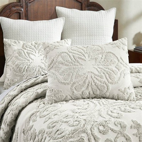 King Size Ivory 100% Chenille Cotton Oversized 3 Pc Bedspread Set