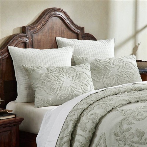King Size Sage 100% Chenille Cotton Oversized 3 Pc Bedspread Set