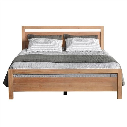 King Size Farmhouse Solid Wood Natural Platform Bed Frame with Headboard and Footboard