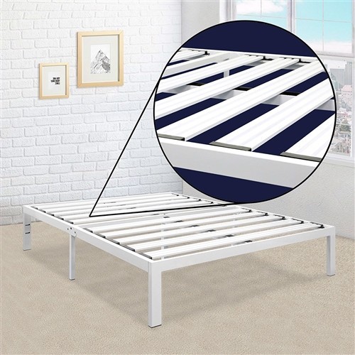 King Size White Metal Platform Bed Frame