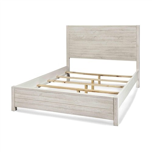Queen Size Farmhouse Off White Wood Platform Bed Frame