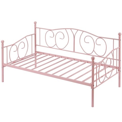 Twin Size French Pink Metal Day Bed Frame