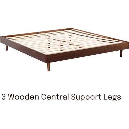 Queen Size Minimalist Dark Brown Wood Platform Bed Frame