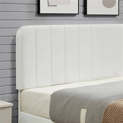 Queen Size White Upholstered Platform Bed Frame with Headboard
