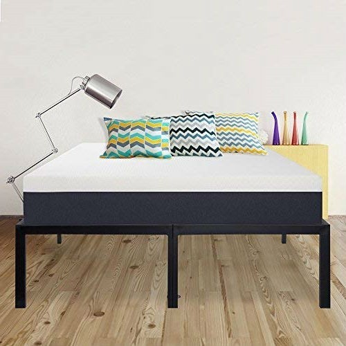 Queen Size 18" Black Metal Platform Bed Frame