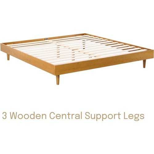 Queen Size Minimalist Light Brown Wood Platform Bed Frame