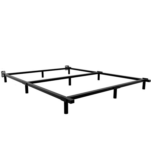 Queen Size 9 Leg Black Metal Bed Frame with Headboard Brackets