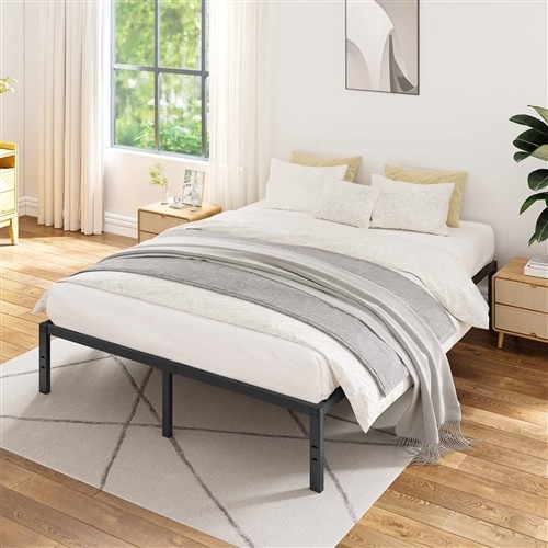 Queen Size 16" Black Metal Platform Bed Frame