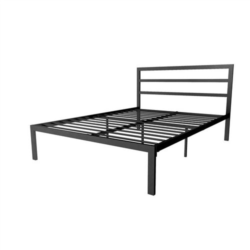 Queen Size Black Metal Platform Bed Frame with Metal Headboard