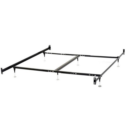 Queen Size Black Metal Bed Frame with Bolt-on Headboard Footboard Brackets