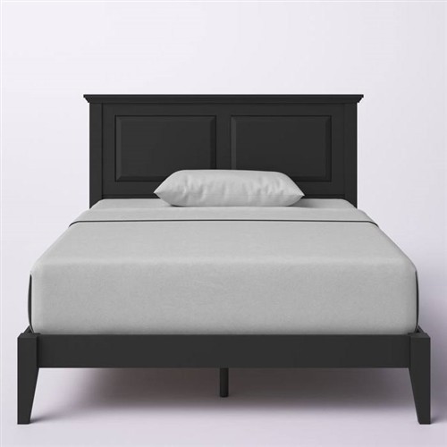 Full Size Traditional Solid Oak Black Wood Platform Bed Frame with Headboard