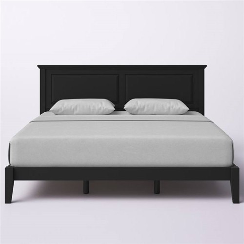 King Size Traditional Solid Oak Black Platform Bed Frame with Headboard