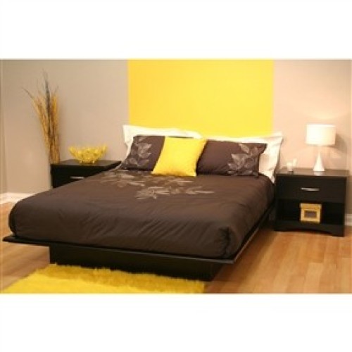 Full Size Contemporary Black Wood Platform Bed Frame