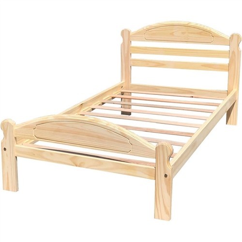 Twin Size Unfinished Solid Pine Wood Platform Bed Frame with Headboard and Footboard