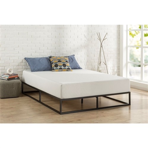 Twin Size 10" Low Profile Black Metal Platform Bed Frame with Wooden Slats