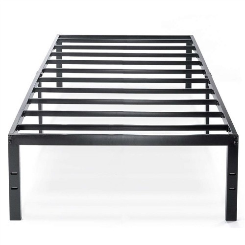 Twin Size 14" Black Metal Platform Bed Frame with Headboard Attachment Holes