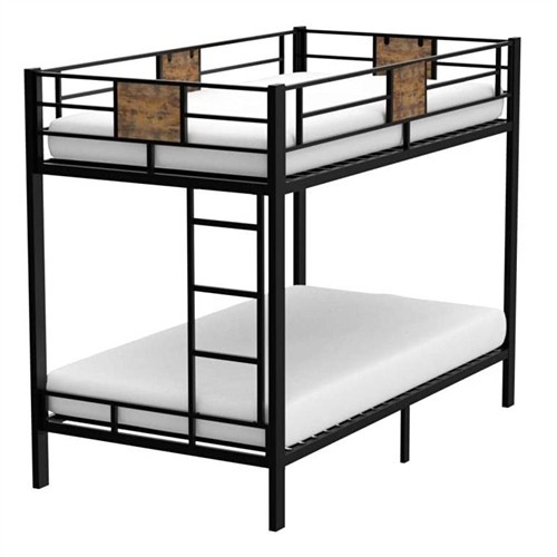 Twin over Twin Size Black Metal Bunk Bed Frame