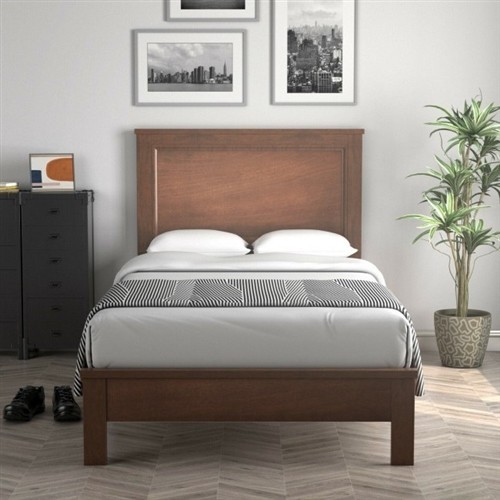 Twin Size Walnut Wood Platform Bed Frame
