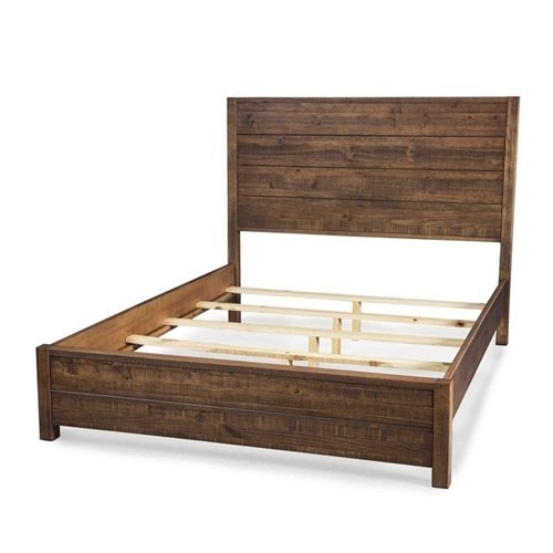 Queen Size Farmhouse Walnut Wood Platform Bed Frame