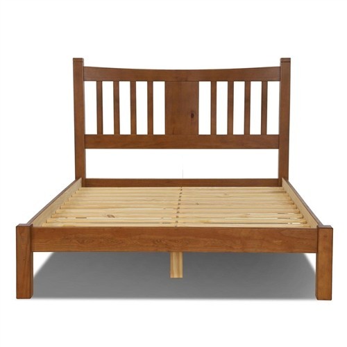 King Size Solid Wood Walnut Platform Bed Frame with Headboard