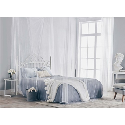 White Mesh Bed Canopy (Fits: Full, Queen & King)